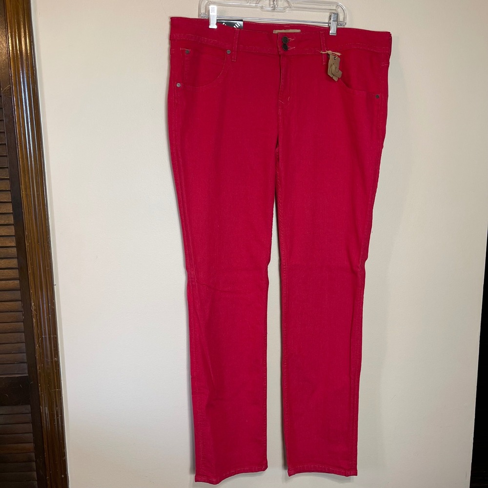 NWT Emerson Edwards Maple Blaze Red Straight Leg Jeans Women Size 20P